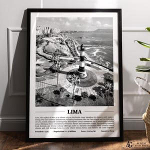 Lima Black & White City Print | Modern City Poster | Lima Wall Art | Framed Prints | Lima Canvas | Lima Poster | Lima Prints | Lima Peru