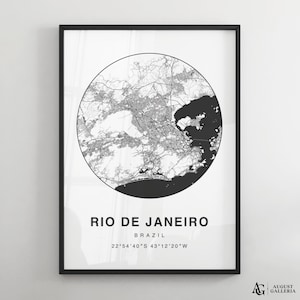 Rio de Janeiro Minimalist Map Print | Modern Black & White City Map Poster | Wall Art | Framed Prints | Canvas | Rio de Janeiro Poster | Map