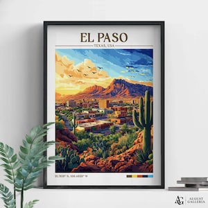 El Paso Texas Retro Travel Print | Wanderlust Posters | El Paso Illustration | Wall Art | Framed Prints | Canvas | El Paso Poster | Prints