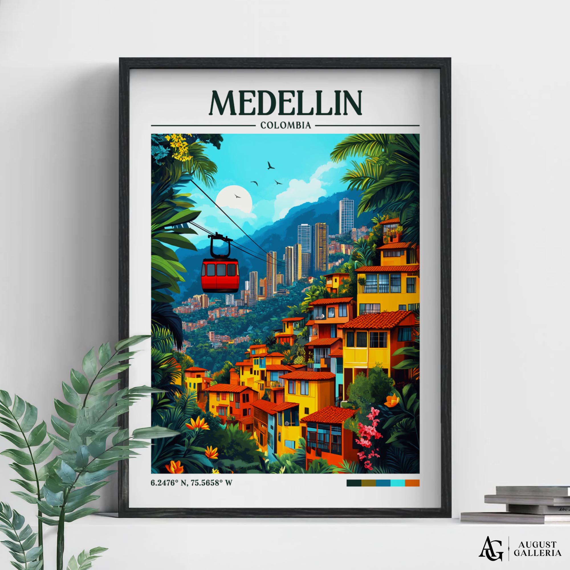 Medellín Colombia Retro Travel Print | Wanderlust Posters | Wall