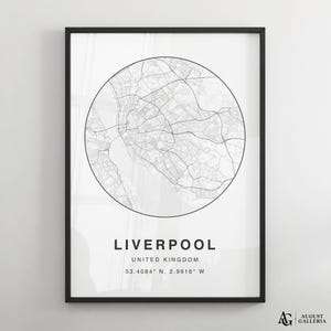 Liverpool Minimalist Map Print | Modern Black & White City Map Poster | Wall Art | Framed Prints | Canvas | Liverpool Poster | Liverpool Map