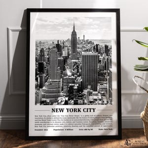 New York City Black & White City Print | Modern City Poster | Wall Art | Framed Prints | Canvas | New York City Poster | New York Prints
