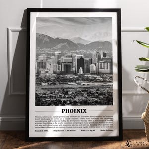 Phoenix Black & White City Print | Modern City Poster | Phoenix Wall Art | Framed Prints | Phoenix Canvas | Phoenix Poster | Phoenix Prints