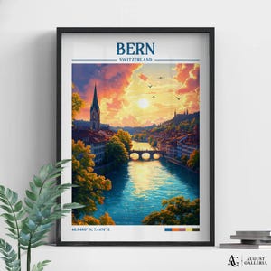 Bern Switzerland Retro Travel Print | Wanderlust Posters | Bern Wall Art | Framed Prints | Bern Canvas | Bern Poster | Bern Prints