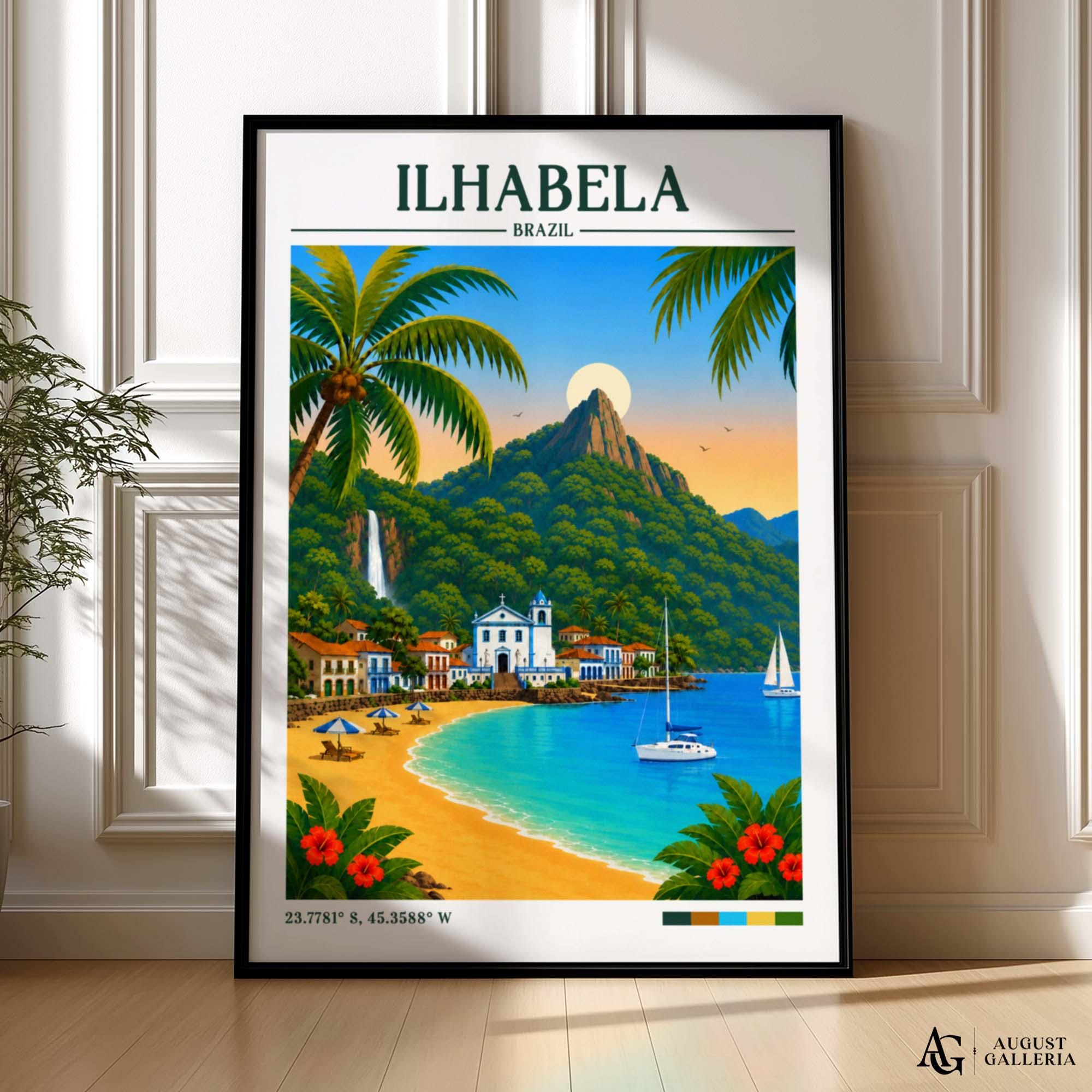 Ilhabela Retro Travel Print | Brazil Beach Poster | Illustration