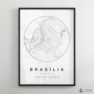 Brasilia Minimalist Map Print | Modern Black & White City Map Poster | Wall Art | Framed Prints | Canvas | Brasilia Poster | Brasilia Map