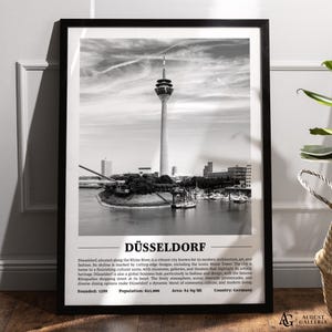 Düsseldorf Black & White City Print | Modern City Poster | Wall Art | Framed Prints | Canvas | Düsseldorf Poster | Düsseldorf Prints