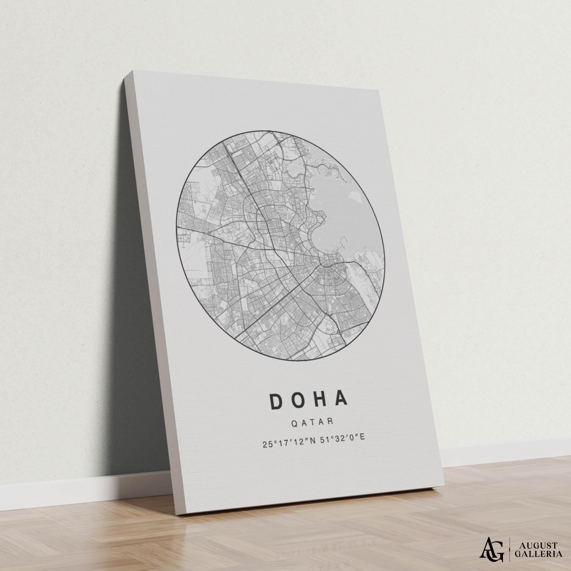 Doha Minimalist Map Print | Modern Black & White City Map Poster | Doha ...