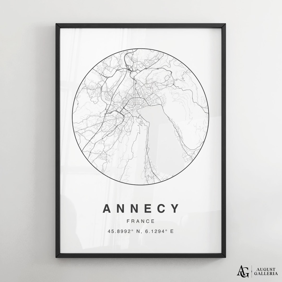 Annecy Minimalist Map Print | Modern Black & White City Map Poster ...