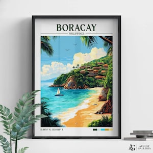 Boracay Filippine Retro Travel Print / Poster Wanderlust / Arte murale Boracay / Stampe incorniciate / Tela / Poster Boracay / Stampe Boracay