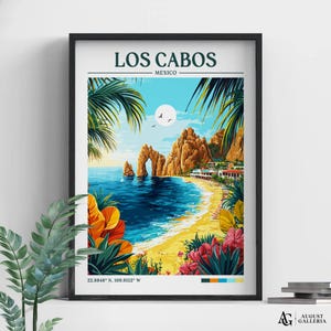 Los Cabos Mexico Retro Travel Print | Wanderlust Posters | Baja California | Wall Art | Framed Prints | Canvas | Cabo Poster | Prints