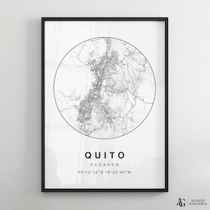Quito Minimalist Map Print | Modern Black & White City Map Poster | Quito Wall Art | Framed Prints | Canvas | Quito Poster | Quito Map
