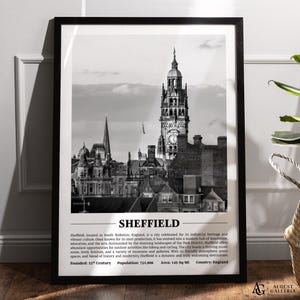 Sheffield Black & White City Print | Modern City Poster | Sheffield Wall Art | Framed Prints | Canvas | Sheffield Poster | Sheffield Prints
