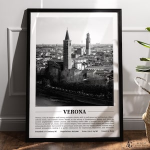 Verona Black & White City Print | Modern City Poster | Verona Wall Art | Framed Prints | Verona Canvas | Verona Poster | Verona Prints