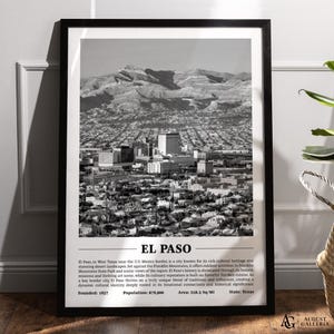 El Paso Black & White City Print | Modern City Poster | El Paso Wall Art | Framed Prints | El Paso Canvas | El Paso Poster | El Paso Prints