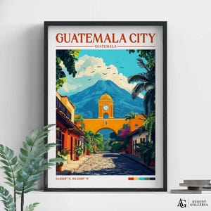 Guatemala City Retro Travel Print | Wanderlust Posters | Illustration | Wall Art | Framed Prints | Canvas | Guatemala City Poster | Prints