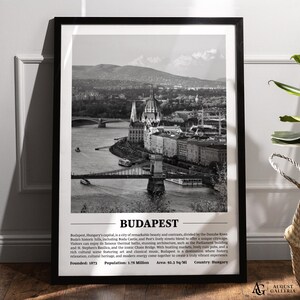 Budapest Black & White City Print | Modern City Poster | Budapest Wall Art | Framed Prints | Canvas | Budapest Poster | Budapest Prints