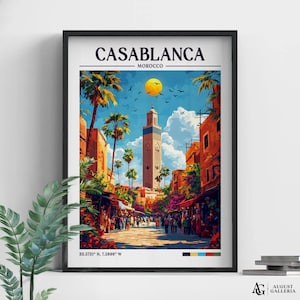 Casablanca Morocco Retro Travel Print | Wanderlust Posters | Wall Art | Framed Prints | Canvas | Casablanca Poster | Casablanca Prints