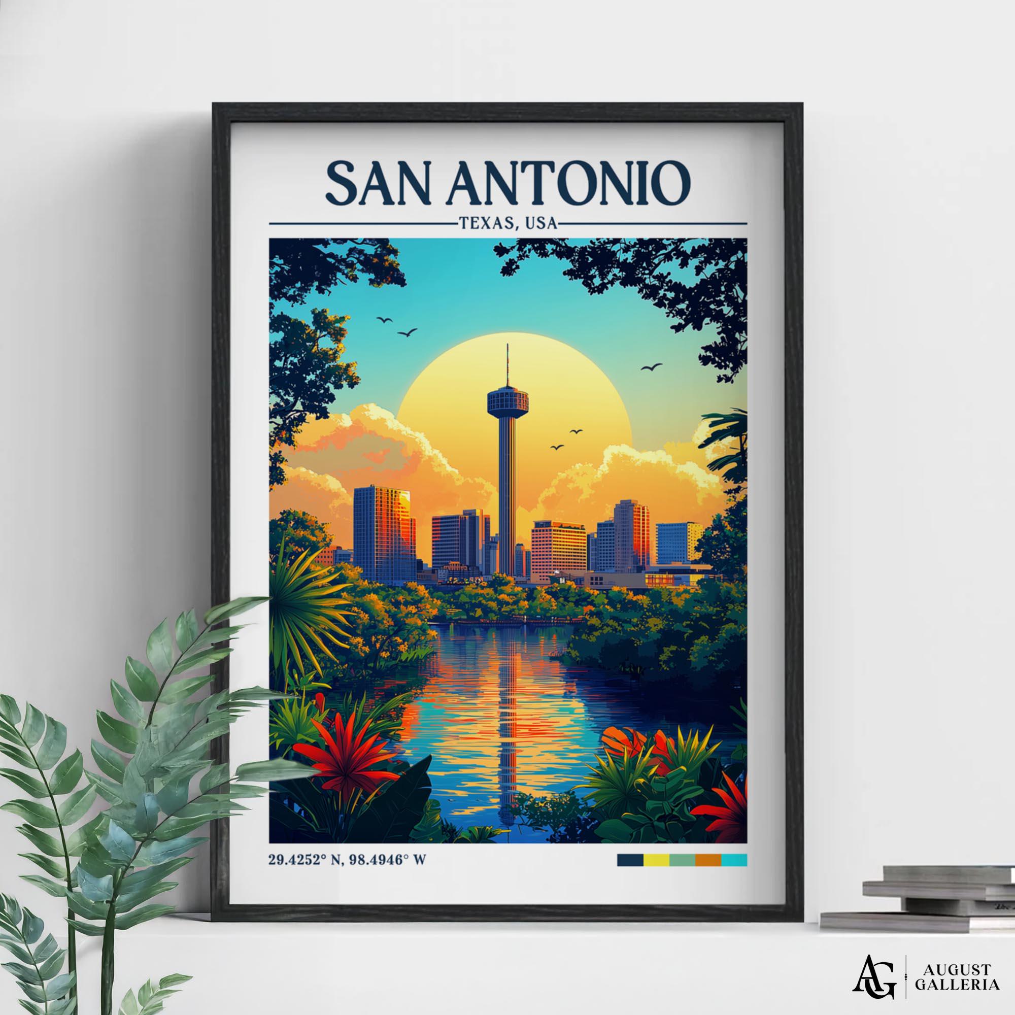 San Antonio Retro Travel Print | Wall Art | Texas Travel Print