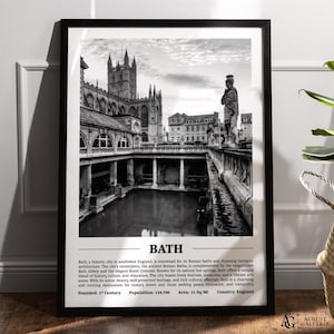 Bath Black & White City Print | Modern City Poster | Bath Wall Art | Framed Prints | Bath Canvas | Bath Poster | Bath Prints