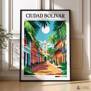 Ciudad Bolívar Retro Travel Print | Wanderlust Posters | Illustration | Wall Art | Framed Prints | Canvas | Ciudad Bolívar Poster | Prints