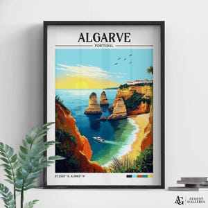 Algarve Portugal Retro Travel Print | Wanderlust Posters | Algarve Wall Art | Framed Prints | Canvas | Algarve Poster | Algarve Prints