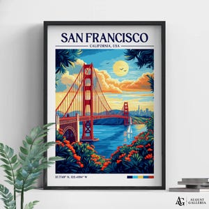 San Francisco Retro Travel Print | Wall Art | Travel Print | Framed Print | Canvas | San Francisco Poster | Illustration | Wanderlust