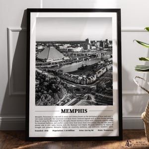Memphis Black & White City Print | Modern City Poster | Memphis Wall Art | Framed Prints | Memphis Canvas | Memphis Poster | Memphis Prints