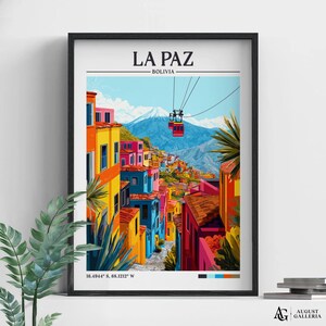 La Paz Bolivia Retro Travel Print | Wanderlust Posters | La Paz Illustration | Wall Art | Framed Prints | Canvas | La Paz Poster | Prints