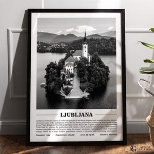 Ljubljana Black & White City Print | Modern City Poster | Ljubljana Wall Art | Framed Prints | Canvas | Ljubljana Poster | Ljubljana Prints