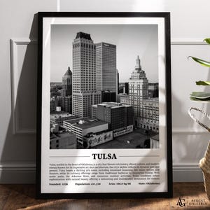 Tulsa Black & White City Print | Modern City Poster | Tulsa Wall Art | Framed Prints | Tulsa Canvas | Tulsa Poster | Tulsa Prints