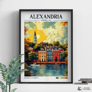 Alexandria Virginia Retro Travel Print | Wanderlust Posters | Wall Art | Framed Prints | Canvas | Alexandria Poster | Alexandria Prints