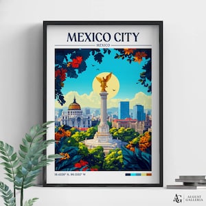 Mexico City Retro Travel Print | Wanderlust Posters | Wall Art | Framed Prints | Canvas | Mexico City Poster | Prints | Illustration
