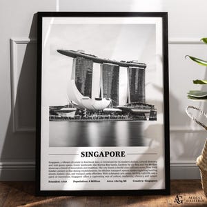 Singapore Black & White City Print | Modern City Poster | Singapore Wall Art | Framed Prints | Canvas | Singapore Poster | Singapore Prints