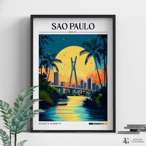 São Paulo Retro Travel Print | Wall Art | São Paulo Travel Print | Framed Print | Canvas | São Paulo Poster | Illustration | Wanderlust