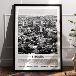 Tijuana Black & White City Print | Modern City Poster | Tijuana Wall Art | Framed Prints | Canvas | Tijuana Poster | Tijuana Prints
