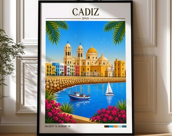 Cádiz Retro Travel Print | Andalusia Wall Art | Framed Print