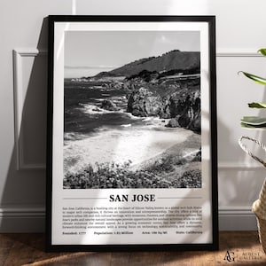 San Jose Black & White City Print | Modern City Poster | Wall Art | Framed Prints | San Jose Canvas | San Jose Poster | San Jose Prints