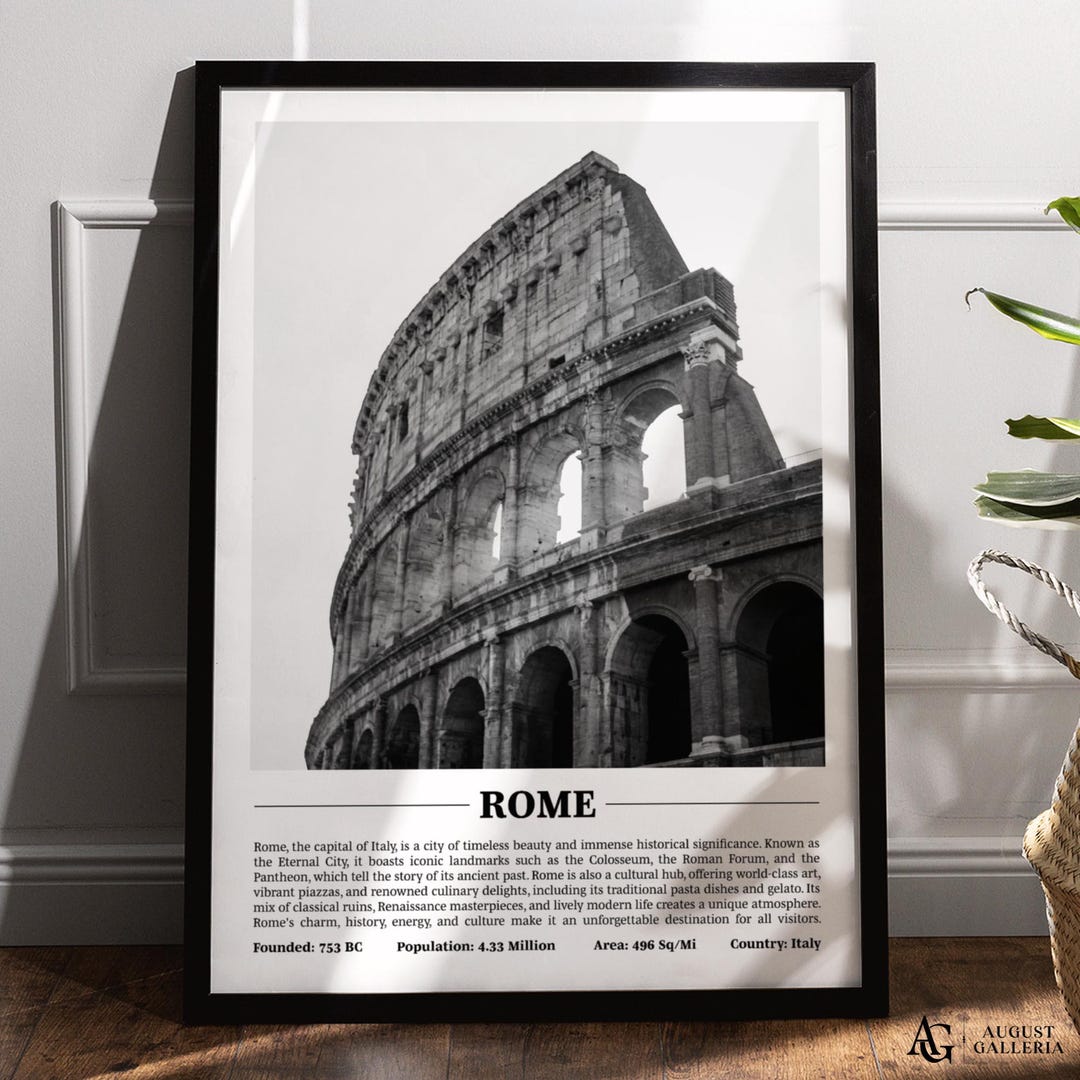 Wall Prints Rome Rome Black & White City Print | Modern City Poster | Rome Wall Art ...