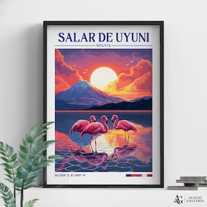 Salar de Uyuni Retro Travel Print | Wall Art | Travel Print | Framed Print | Canvas | Salar de Uyuni Poster | Illustration | Wanderlust