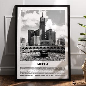 Mecca Black & White City Print | Modern City Poster | Mecca Wall Art | Framed Prints | Mecca Canvas | Mecca Poster | Mecca Prints