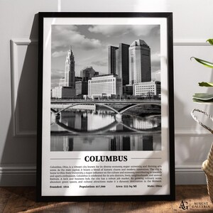 Columbus Black & White City Print | Modern City Poster | Wall Art | Framed Prints | Columbus Canvas | Columbus Poster | Columbus Ohio Prints
