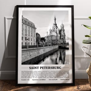 Saint Petersburg Black & White City Print | Modern City Poster | Wall Art | Framed Prints | Canvas | Saint Petersburg Poster | Prints