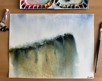 Watercolor Painting: Cliff