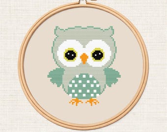 Little Baby Owl Cross Stitch Pattern – Cottage & Farmhouse Embroidery (PDF)