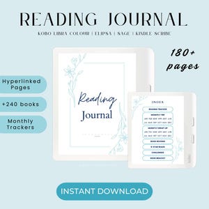 Reading Journal & Book Tracker – Digital Planner for Kobo Libra Colour | eReader Organization
