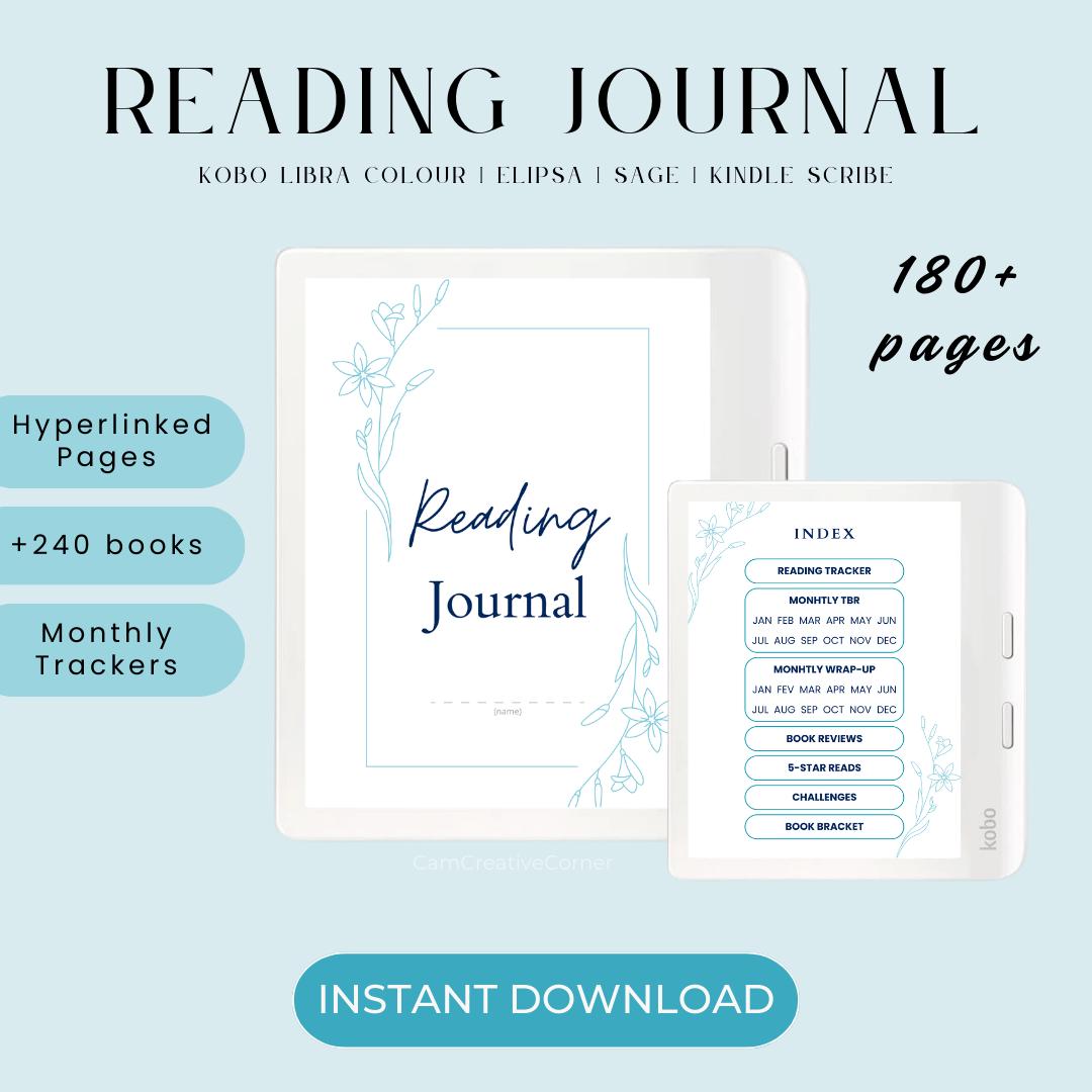 Reading Journal & Book Tracker - Digital Planner for Kobo Libra Colour eReader Organization