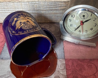 Fake Spilled Mug of Black Coffee in a Supreme Court Mug Fun Photo Staging Prop