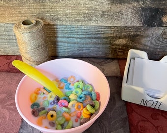 Choose Bowl of Cereal Pink or Green Plastic Bowl Fake Food Staging Photo Prop