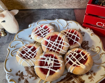 Six Raspberry Thumbprint Cookies Fake Food Photo Prop